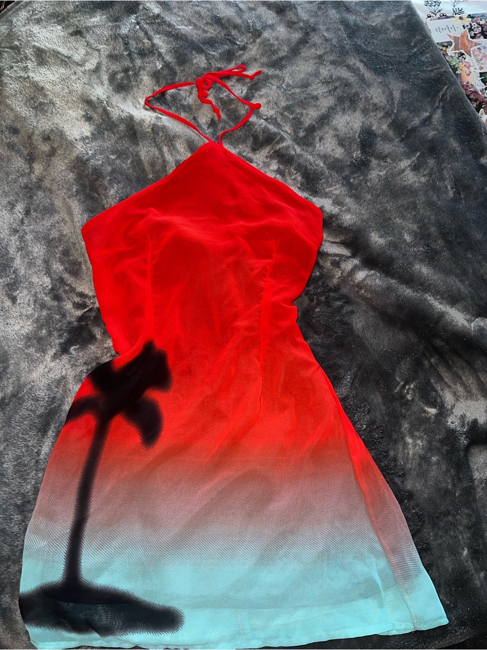 Red Ombre Halter Mini Dress
